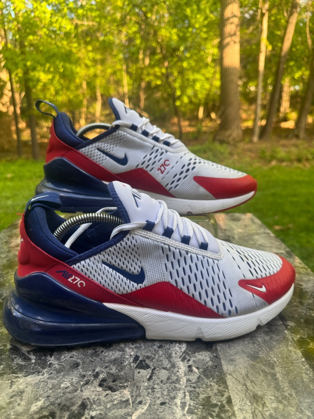 Nike Air Max 270 USA Mens Size 10.5Running Shoes Sneakers Red White Blue Olympic